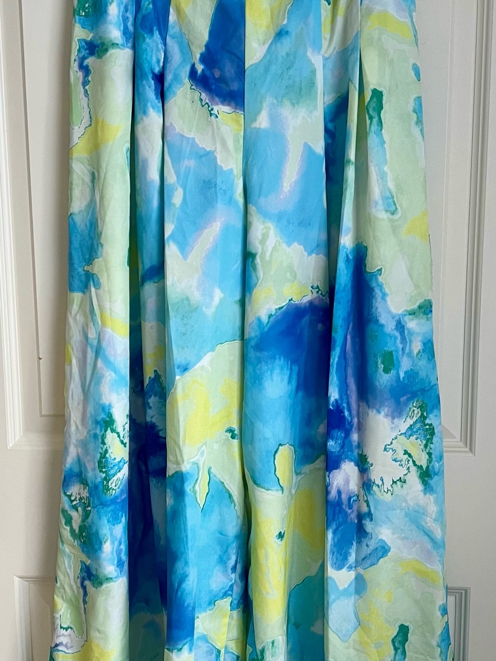 Moon Orchid Watercolor Print Maxi Skirt in Blue & Aqua